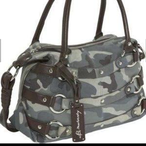 B. Makowsky Leather Camo Satchel